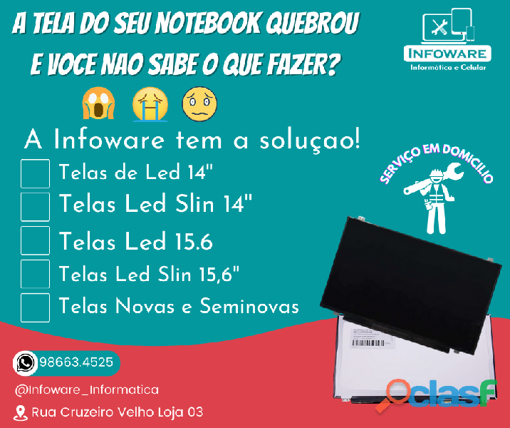 Tela para Notebook 986634525 Fortaleza