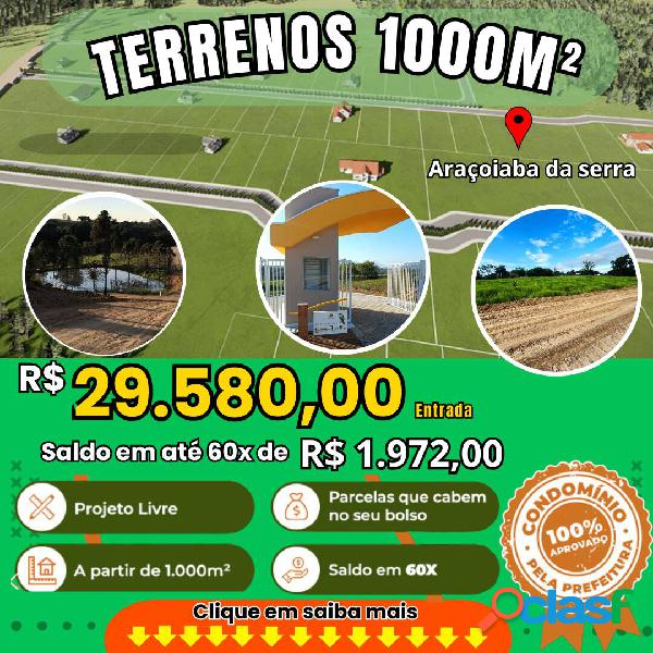 Terrenos de 1000m², Araçoiaba da Serra-SP!