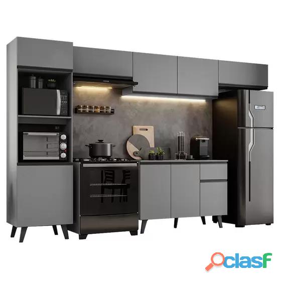 Armário de Cozinha Completa 340cm Cinza Nice Madesa 01