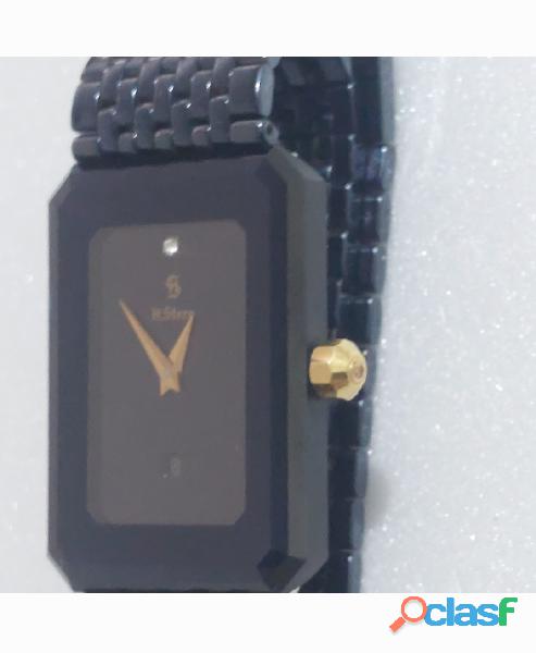Relógio marca Hstern safira pulseira titânio retângular
