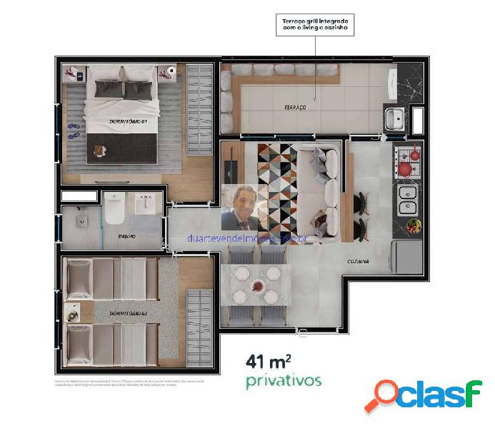 Apto 2 dorm c/ 1 banheiro - Residencial Mônaco - Condo c/