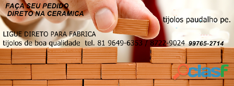 TIJOLOS PARA SANTO INÁCIO CABO PE