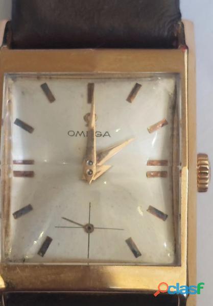 Relógio marca omega modelo retângular caixa ouro rosado