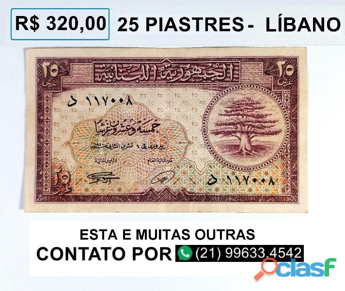 Cédula 25 Piastre Republique Líbanaise