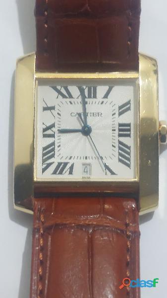 Relógio marca Cartier modelo Tank francês ouro automático