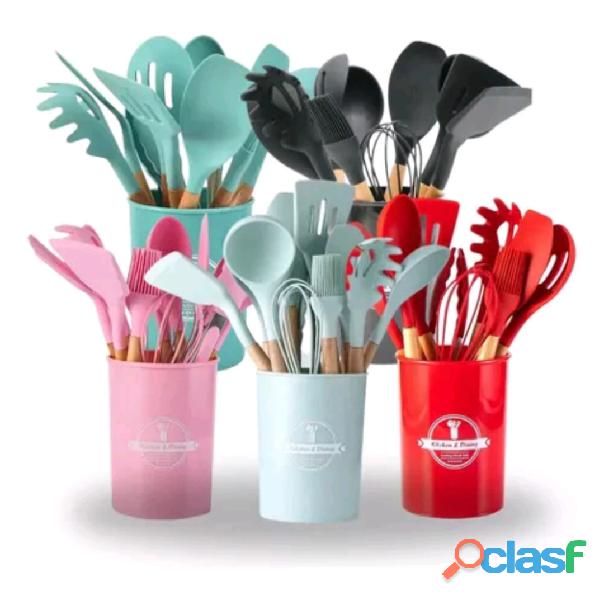 Kit 12 ou 5 Peças Utensílio De Cozinha Em Silicone De