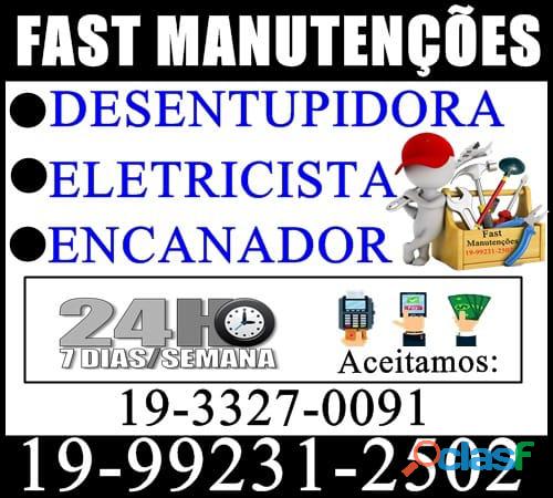 19 3327 0091 Desentupidora, Eletricista, Encanador em