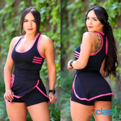 Conjunto short saia para musculação academia caminhada