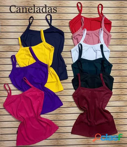 Kit 10 Blusa Regata Alcinha Em Malha Canelada