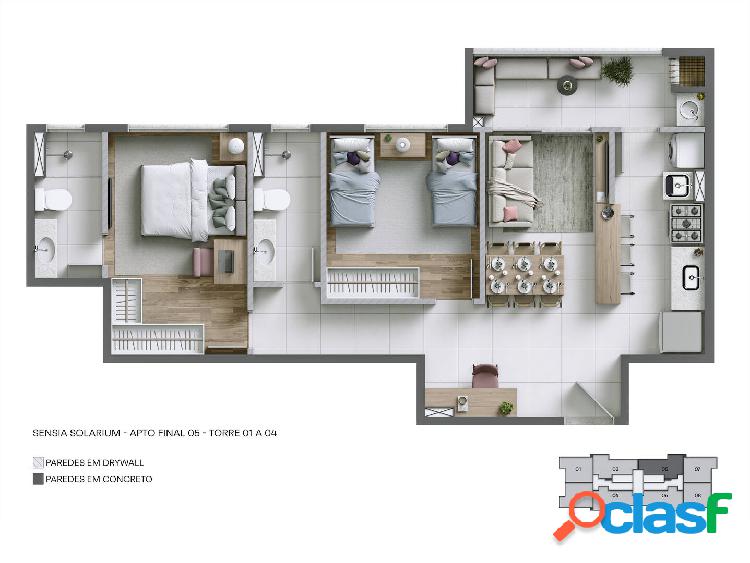 Vendo apartamento dois quartos c/ suíte e varanda gourmet