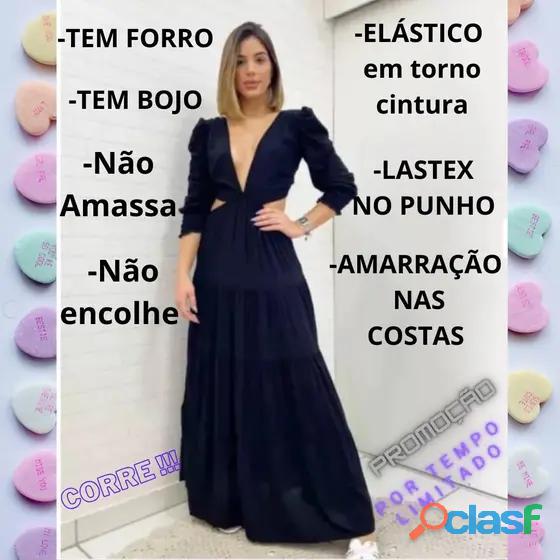 Vestido luxo festa manga longa