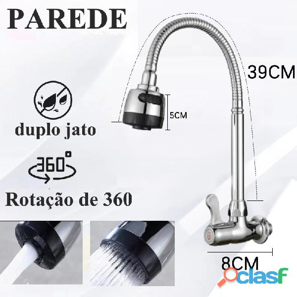 torneira cozinha parede preta flexível Duplo Jato Cone 1/4