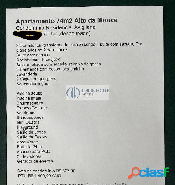 Belo Apartamento com 3 Dormitórios em Vila Bertioga