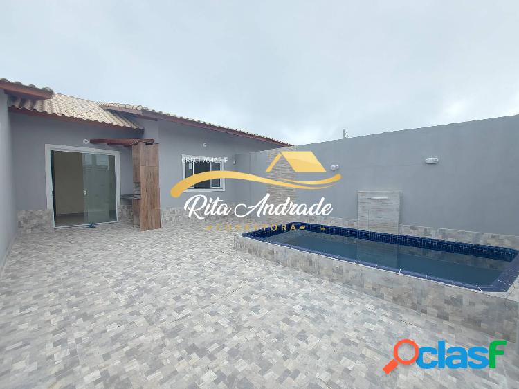 Casa novas lindas lado praia com piscina - 2 dormitórios -