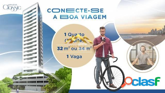 Flat com 1 quarto, 32m², à venda em Recife, Boa Viagem