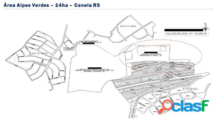 Vende-se Area com 14 Hectares no Alpes Verdes a 3 minutos da