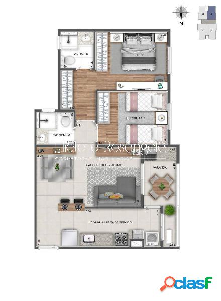 Apartamento com 2 dormitórios, varanda gourmet no Jardim