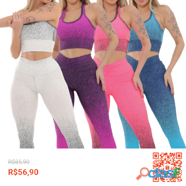 Conjunto degradê academia fitness legging cintura