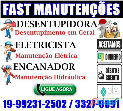 Desentupidora, Eletricista, Encanador no Bonfim em Campinas