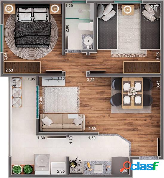 Apartamento com 2 quartos, 51,50m², à venda, Parque