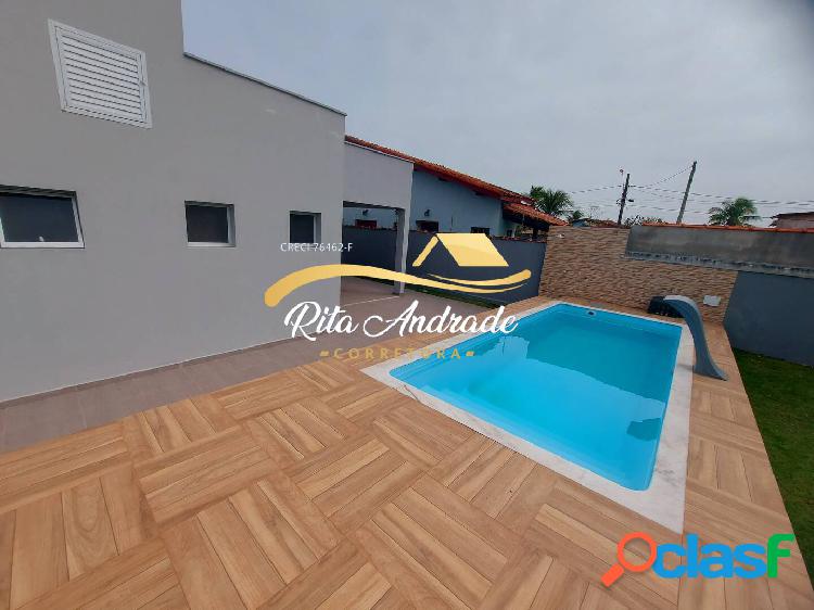 Linda casa ampla 3 dorms com ótima piscina perto da praia