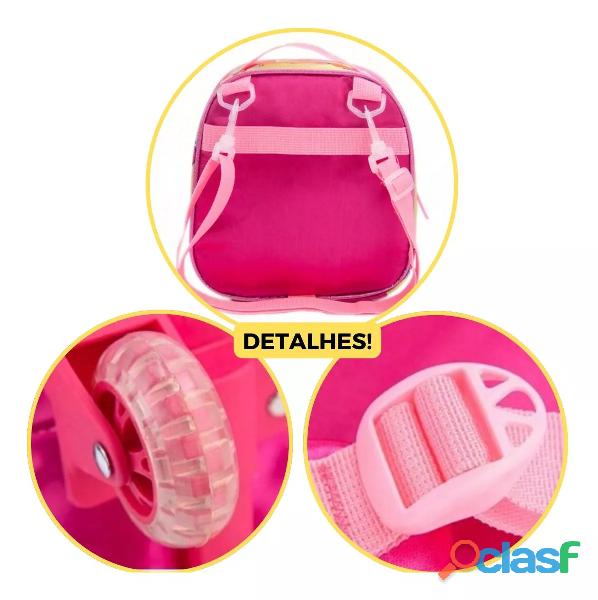 Mochila Unicórnio 3d Infantil (Rodinha) Lancheira Estojo