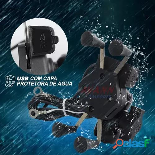 Suporte Celular Motocicleta Com Carregador Universal Usb