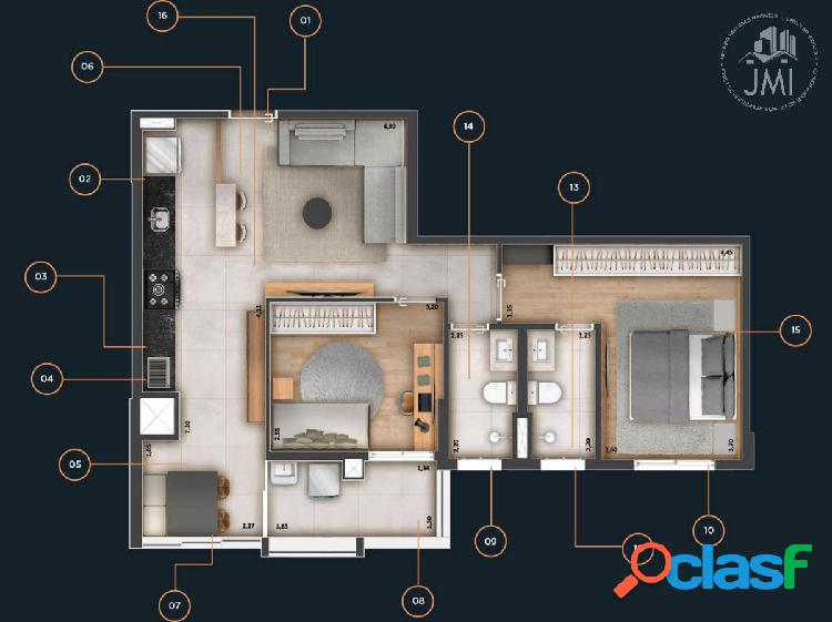 Apartamento Garden com 2 quartos, 63,960m², à venda em