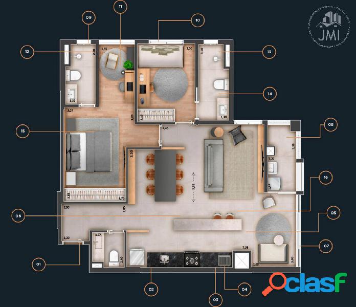 Apartamento Garden com 2 quartos, 85,508m², à venda em