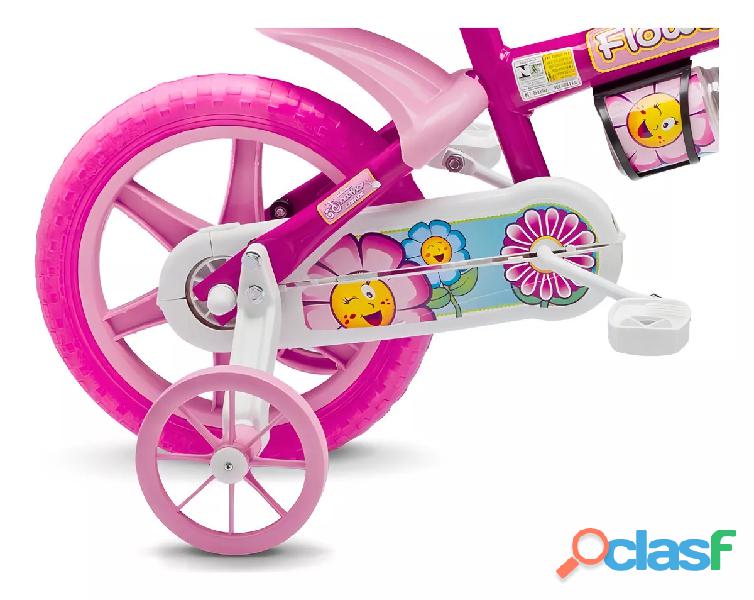 Bicicleta Infantil Menina Aro 12 Nathor Flower 2 5 Anos Rosa