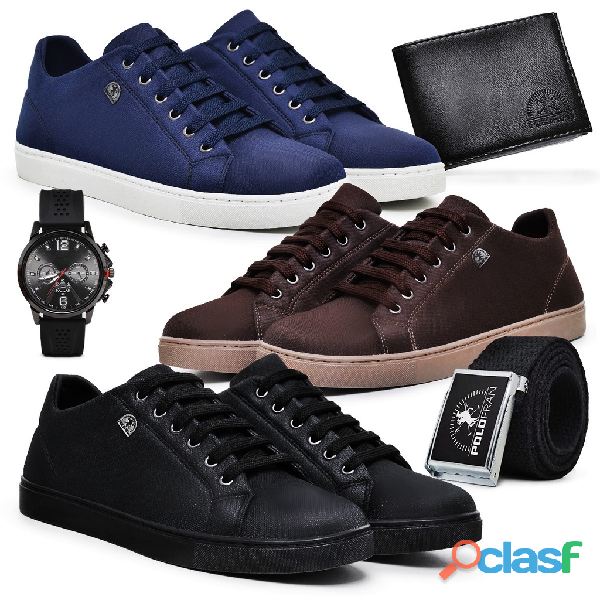 Kit 3 Sapatênis Masculino Casual Tênis Polo Fran +