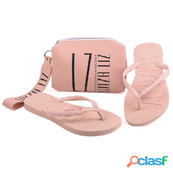 Kit chinelo Luiza Liz e necessaire bolsa de mão pequena kit